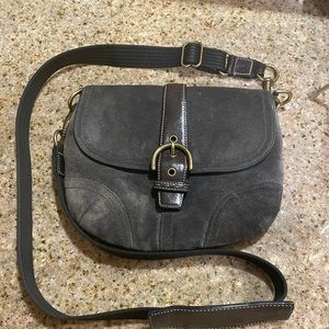 Vintage Coach Blue / gray suede crossbody purse